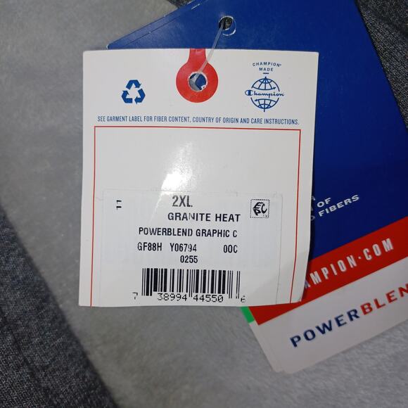 Champion Men Powerblend Graphic Script Logo Sweatshirt Size 2XL Gray Crew Y06794 - Picture 8 of 13